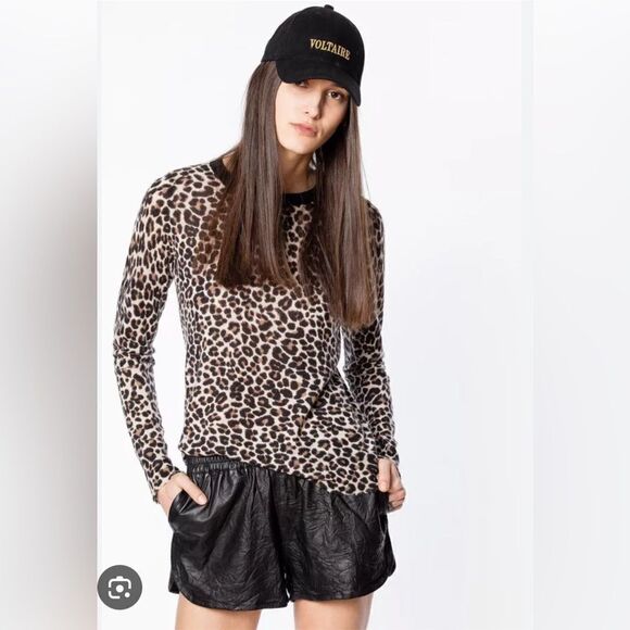 Zadig & Voltaire Miss Leo leopard cashmere sweater NWT. Medium - Picture 1 of 9